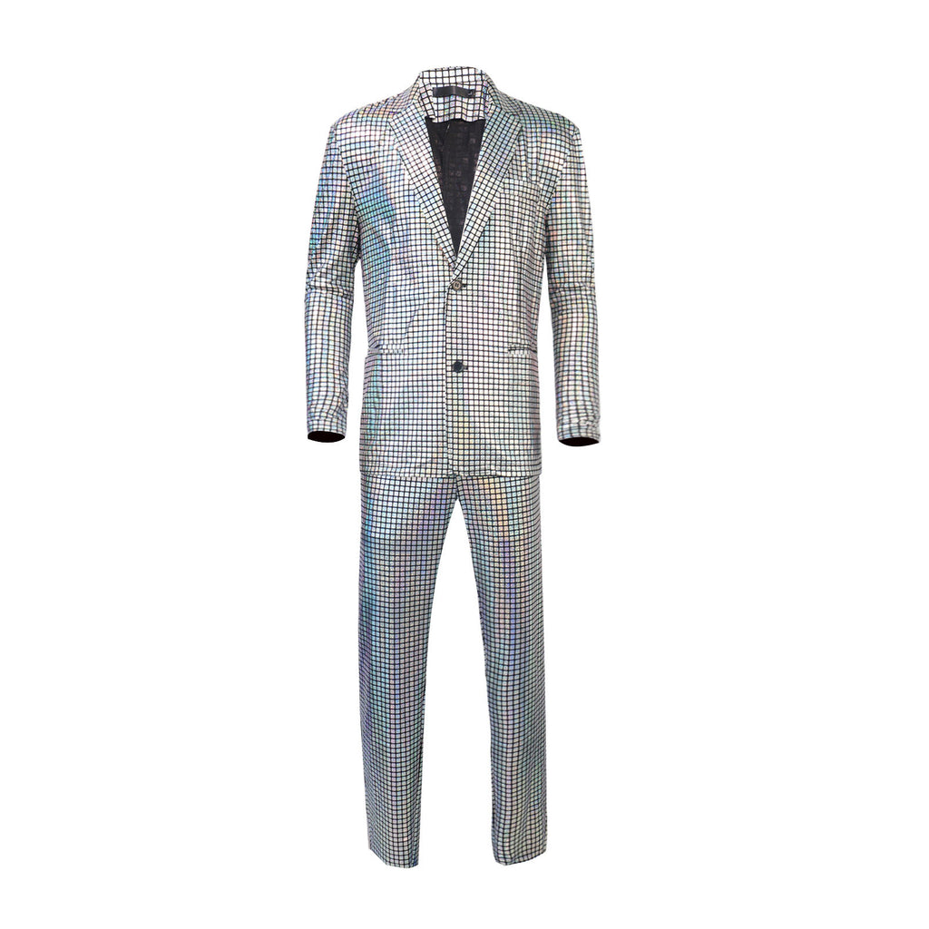 Rainbow Plaid Gilding Craft Stage Cool Performance Shiny Suit