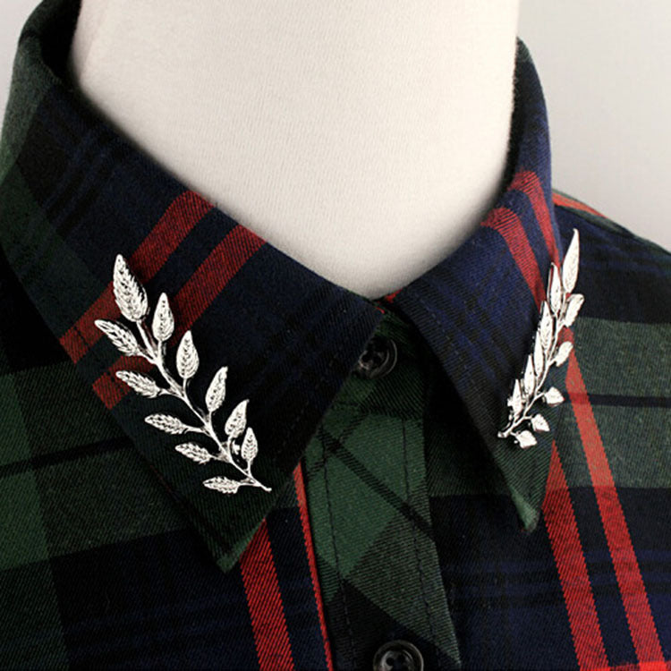 Vintage Feather Leaf Suit Collar Clip Unisex Accessories