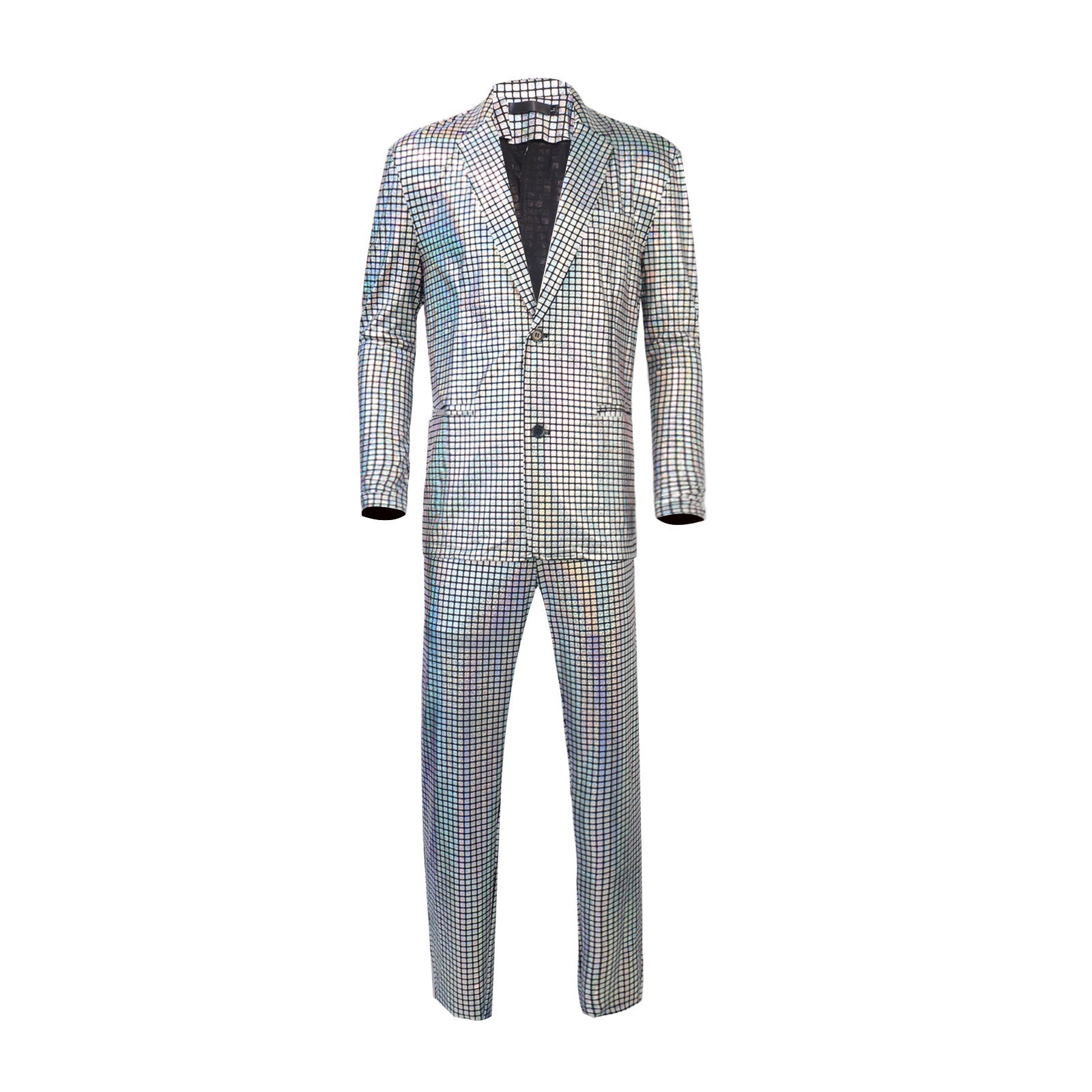 Rainbow Plaid Gilding Craft Stage Cool Performance Shiny Suit