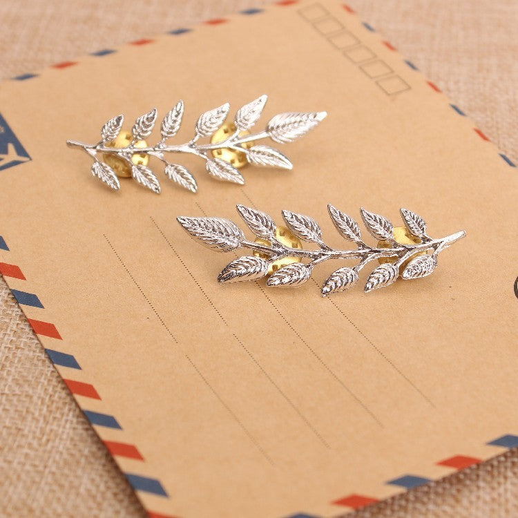 Vintage Feather Leaf Suit Collar Clip Unisex Accessories